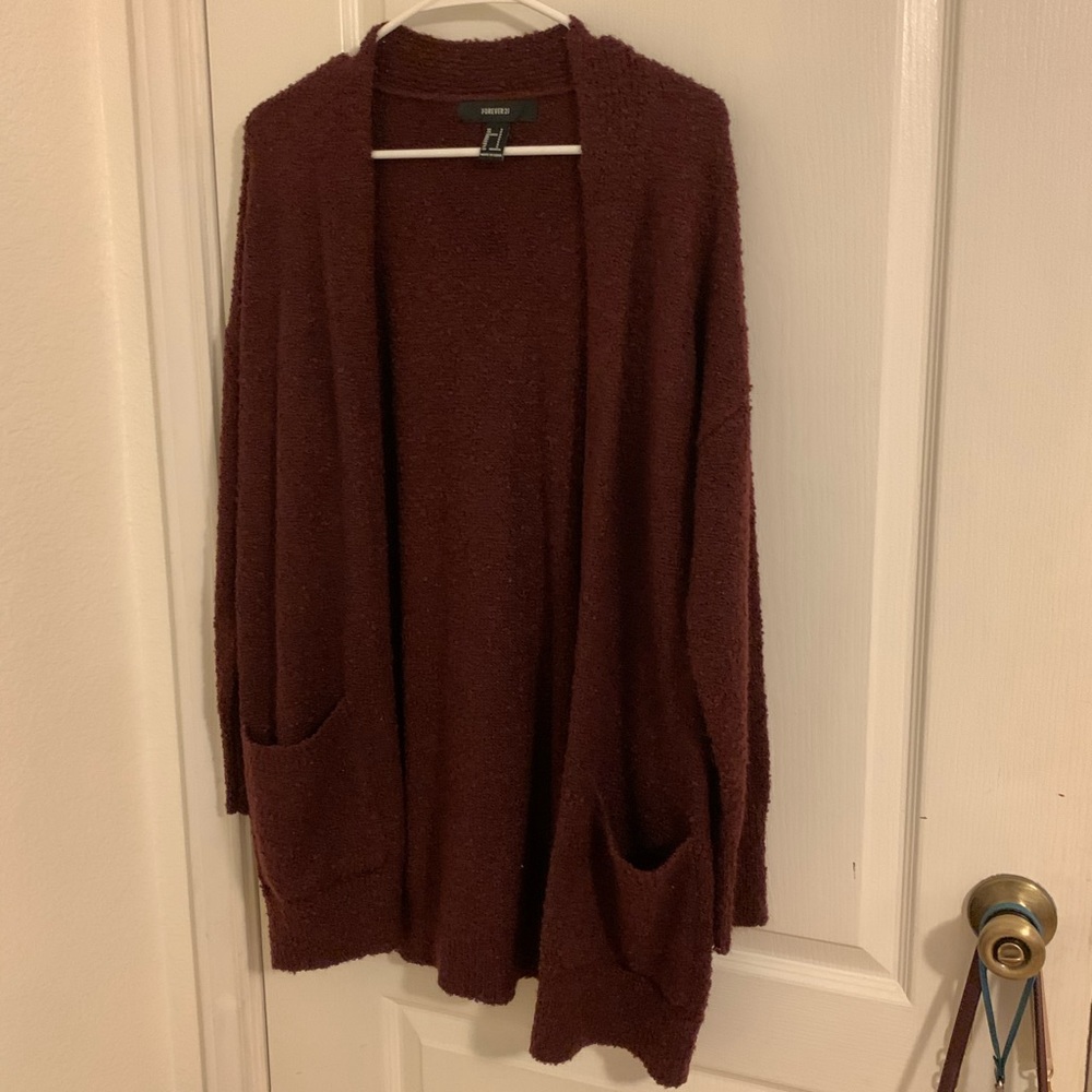 Maroon Knit Cardigan
